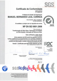 Certificado de Qualidade SGS ISO 9001